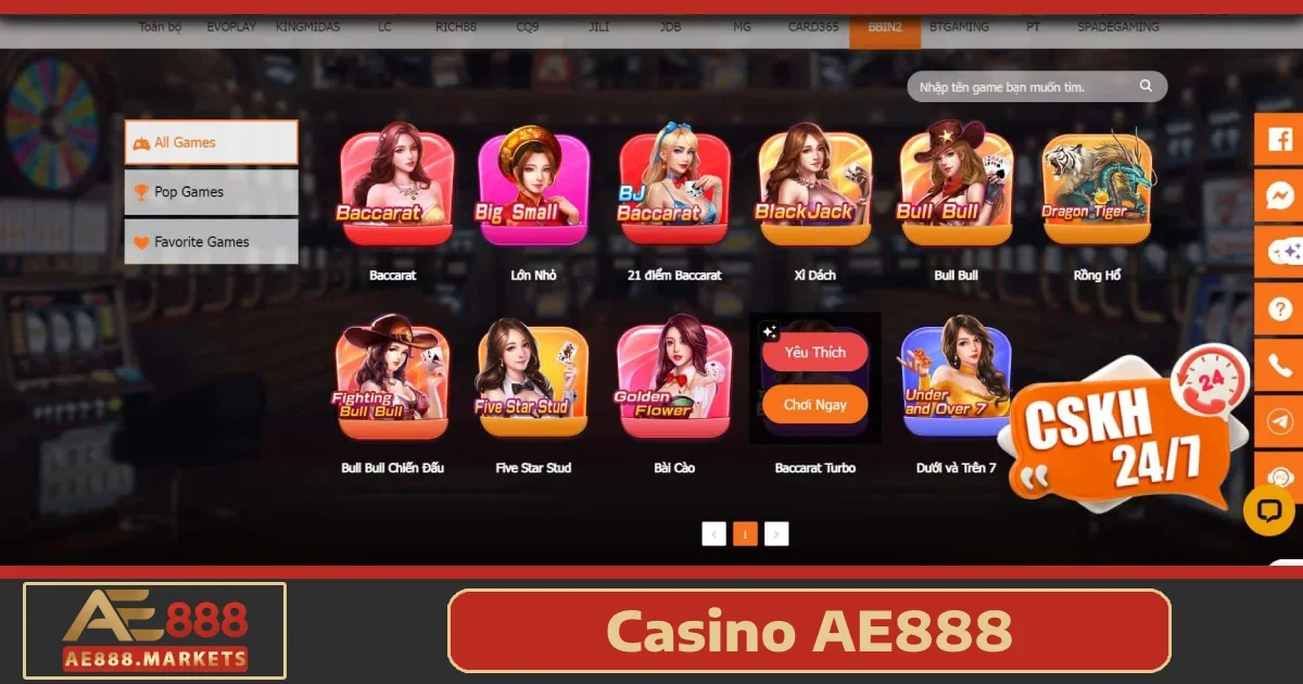 Casino Trực Tuyến AE888 – Thưởng Thức Đỉnh Cao Của Sòng Bạc Online